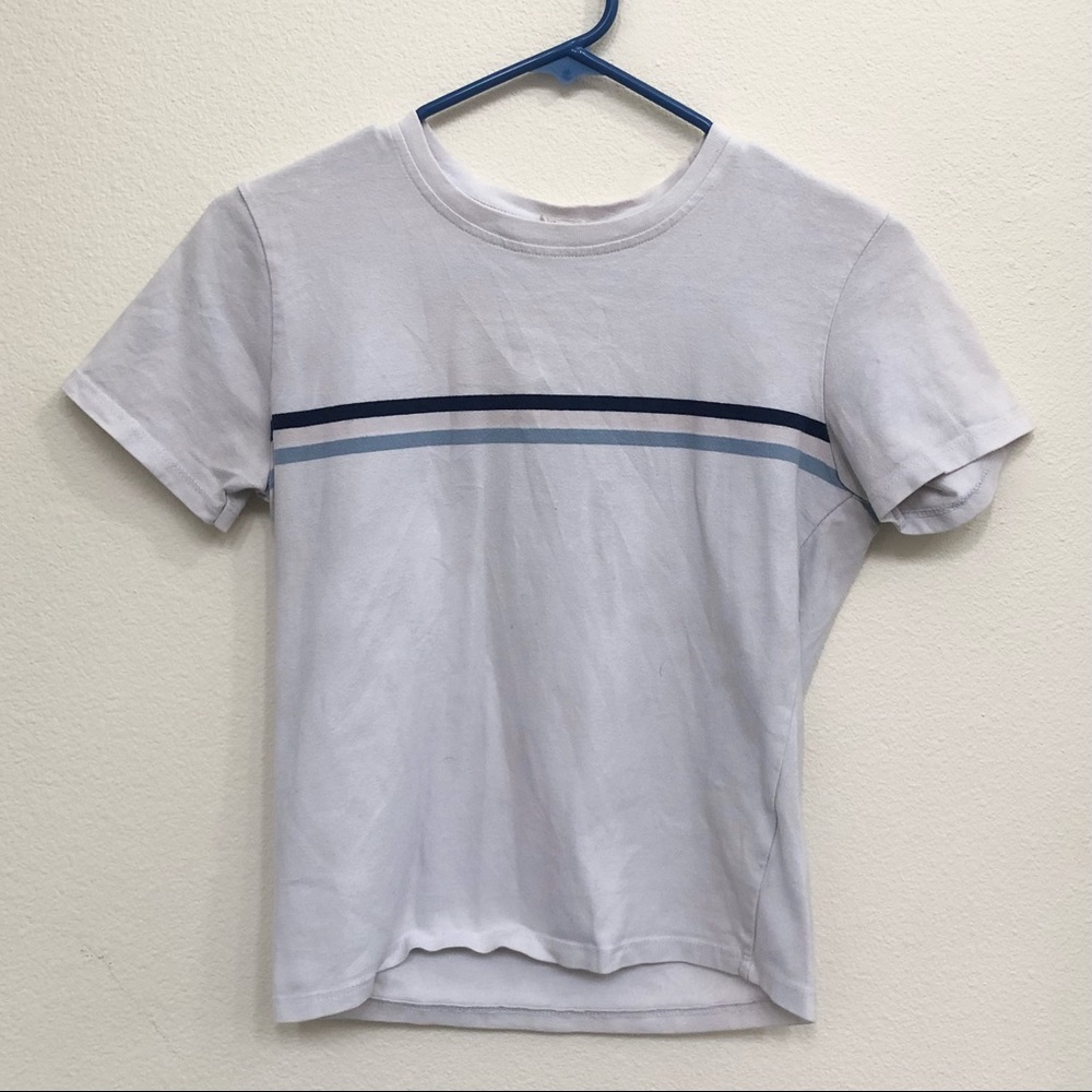 Brandy White Top with Pink and Blue Stripes